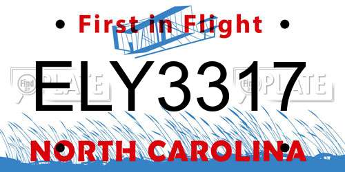 ELY3317 North Carolina License Plate