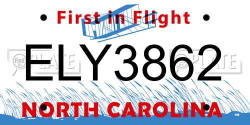 ELY3862 North Carolina License Plate