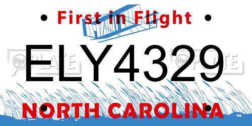 ELY4329 North Carolina License Plate