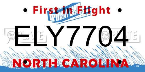 ELY7704 North Carolina License Plate