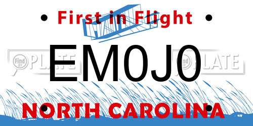 EM0J0 North Carolina License Plate