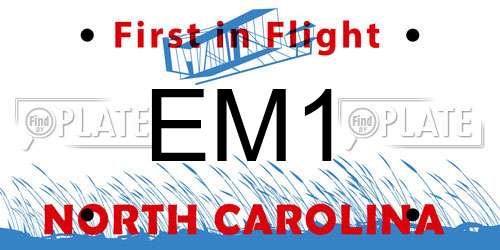 EM1 North Carolina License Plate