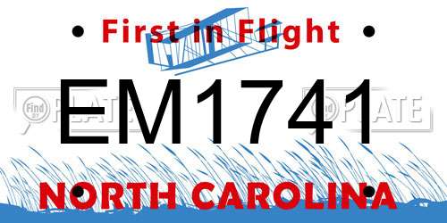 EM1741 North Carolina License Plate