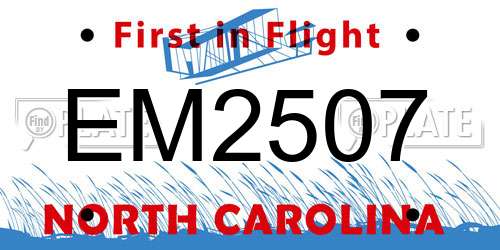 EM2507 North Carolina License Plate