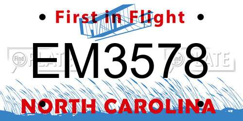 EM3578 North Carolina License Plate