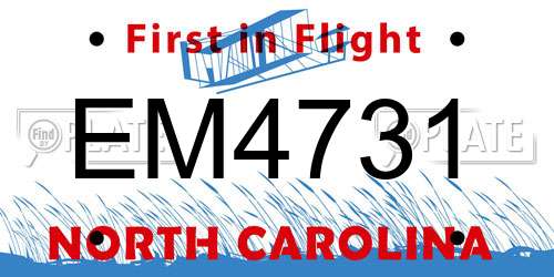 EM4731 North Carolina License Plate