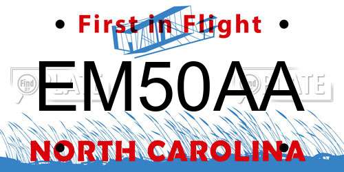 EM50AA North Carolina License Plate