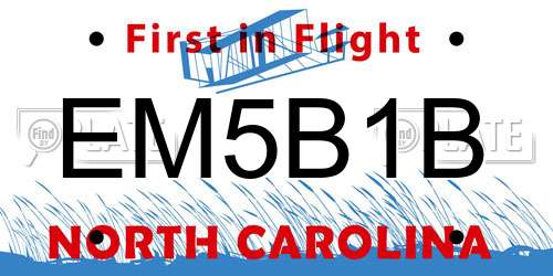 EM5B1B North Carolina License Plate