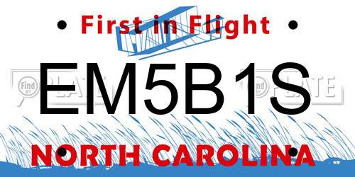 EM5B1S North Carolina License Plate