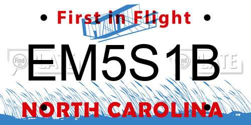 EM5S1B North Carolina License Plate