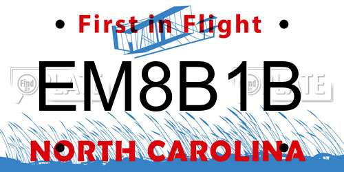 EM8B1B North Carolina License Plate