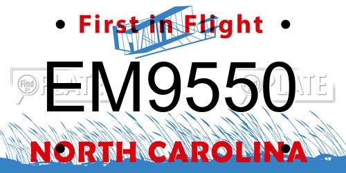 EM9550 North Carolina License Plate
