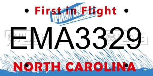 EMA3329 North Carolina License Plate