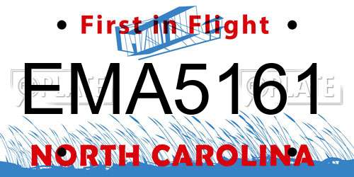 EMA5161 North Carolina License Plate