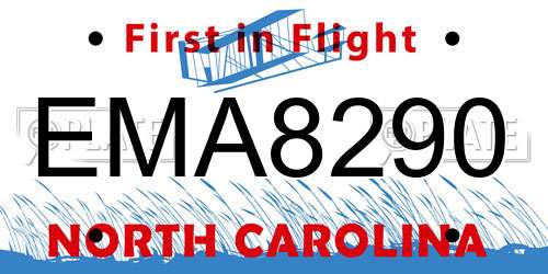 EMA8290 North Carolina License Plate
