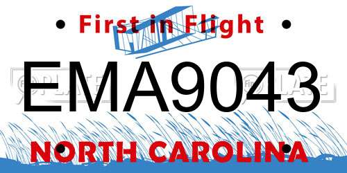 EMA9043 North Carolina License Plate