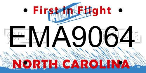 EMA9064 North Carolina License Plate