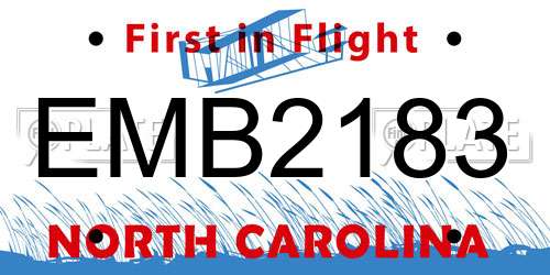 EMB2183 North Carolina License Plate