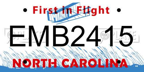 EMB2415 North Carolina License Plate