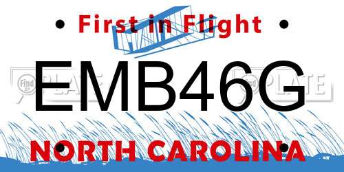 EMB46G North Carolina License Plate