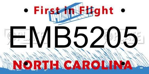 EMB5205 North Carolina License Plate
