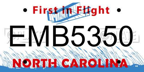 EMB5350 North Carolina License Plate