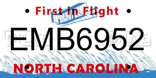 EMB6952 North Carolina License Plate