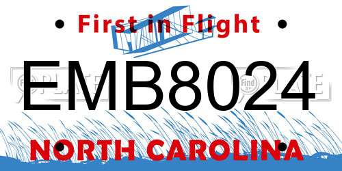 EMB8024 North Carolina License Plate