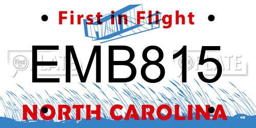 EMB815 North Carolina License Plate