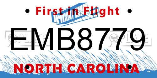 EMB8779 North Carolina License Plate