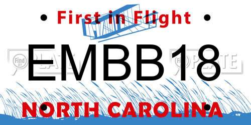 EMBB18 North Carolina License Plate