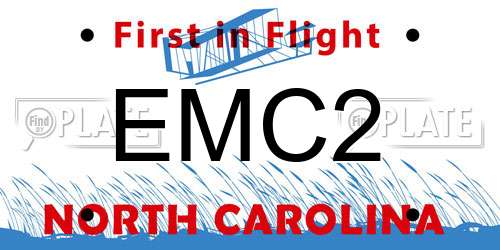 EMC2 North Carolina License Plate