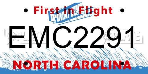 EMC2291 North Carolina License Plate