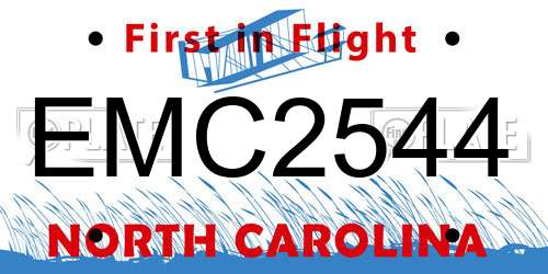 EMC2544 North Carolina License Plate