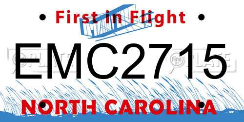 EMC2715 North Carolina License Plate