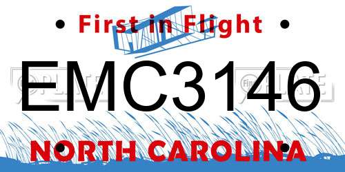 EMC3146 North Carolina License Plate