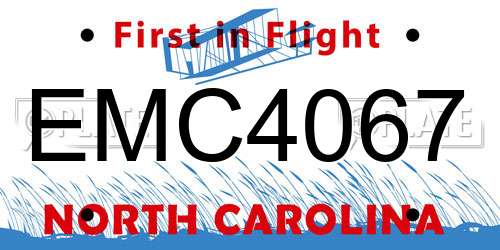 EMC4067 North Carolina License Plate