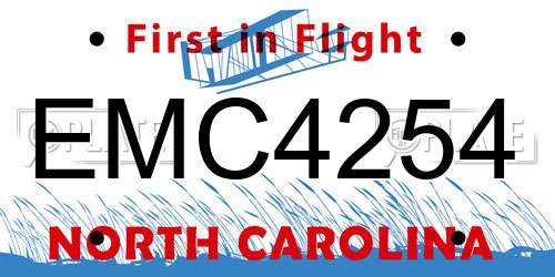 EMC4254 North Carolina License Plate