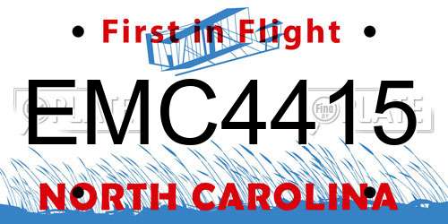 EMC4415 North Carolina License Plate