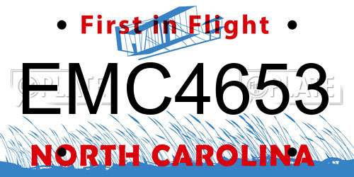 EMC4653 North Carolina License Plate
