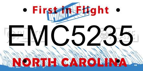 EMC5235 North Carolina License Plate