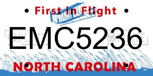 EMC5236 North Carolina License Plate
