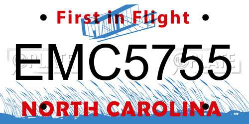 EMC5755 North Carolina License Plate