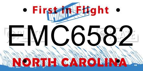 EMC6582 North Carolina License Plate