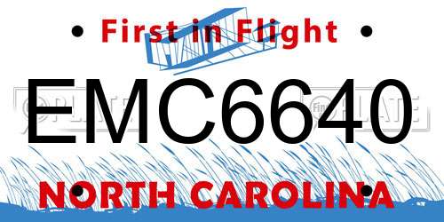 EMC6640 North Carolina License Plate