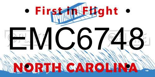 EMC6748 North Carolina License Plate