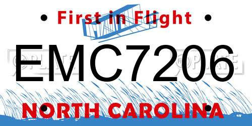 EMC7206 North Carolina License Plate
