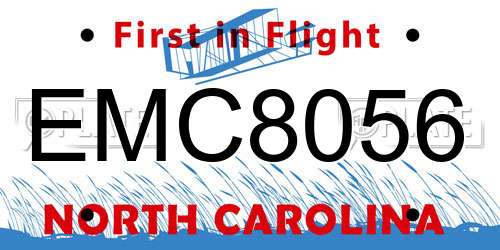 EMC8056 North Carolina License Plate