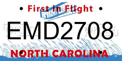 EMD2708 North Carolina License Plate