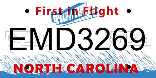 EMD3269 North Carolina License Plate